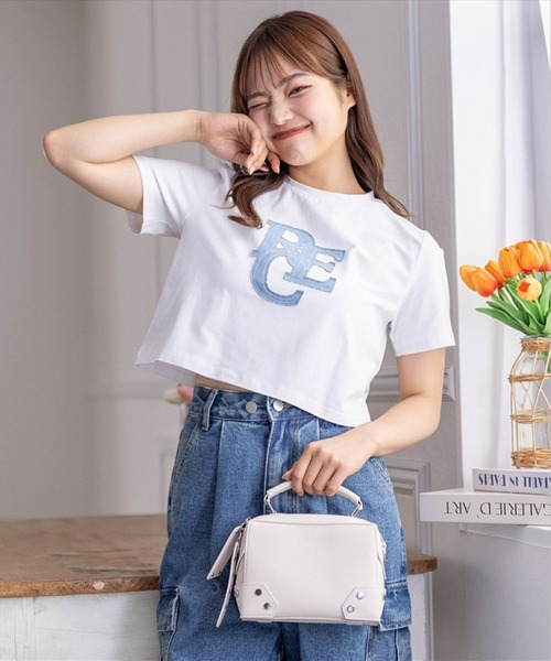 clear（クリア）の「デニムロゴＴシャツ [着回し力抜群 大人 カジュアル]≪再入荷≫（Tシャツ/カットソー・レディース・カーキ/オフホワイト/ブラック・F）」の9枚目の写真