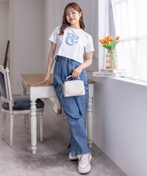 clear（クリア）の「デニムロゴＴシャツ [着回し力抜群 大人 カジュアル]≪再入荷≫（Tシャツ/カットソー・レディース・カーキ/オフホワイト/ブラック・F）」の10枚目の写真