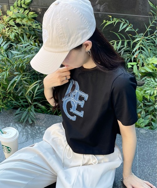 clear（クリア）の「デニムロゴＴシャツ [着回し力抜群 大人 カジュアル]≪再入荷≫（Tシャツ/カットソー・レディース・カーキ/オフホワイト/ブラック・F）」の4枚目の写真