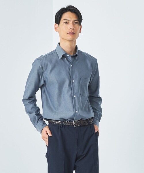 green label relaxing(グリーンレーベルリラクシング)の「エブリット コットンオックス ムジ スナップ ボタンダウン ドレスシャツ -イージーアイロン-(シャツ/ブラウス・メンズ・ライトグレー/ベージュ/コバルトブルー・L/S/M/XL)」の3枚目の写真