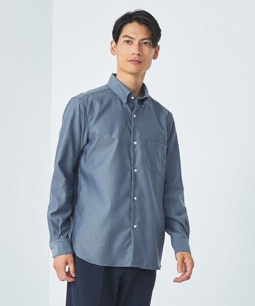 green label relaxing(グリーンレーベルリラクシング)の「エブリット コットンオックス ムジ スナップ ボタンダウン ドレスシャツ -イージーアイロン-(シャツ/ブラウス・メンズ・ライトグレー/ベージュ/コバルトブルー・L/S/M/XL)」の5枚目の写真