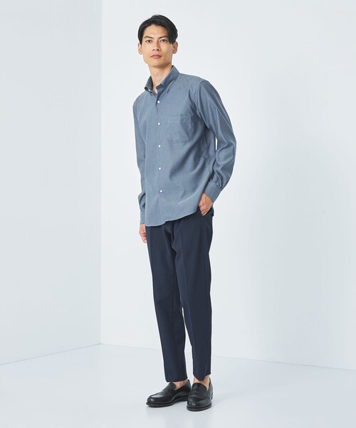 green label relaxing(グリーンレーベルリラクシング)の「エブリット コットンオックス ムジ スナップ ボタンダウン ドレスシャツ -イージーアイロン-(シャツ/ブラウス・メンズ・ライトグレー/ベージュ/コバルトブルー・L/S/M/XL)」の6枚目の写真