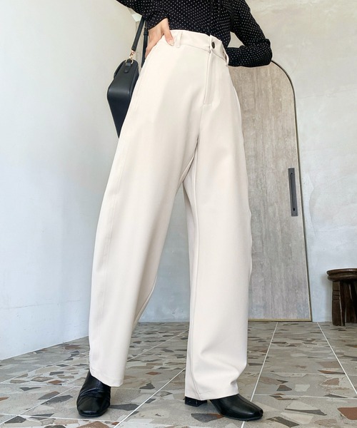 セール】厚手TPUカットジョーゼットスラックスカーブパンツ