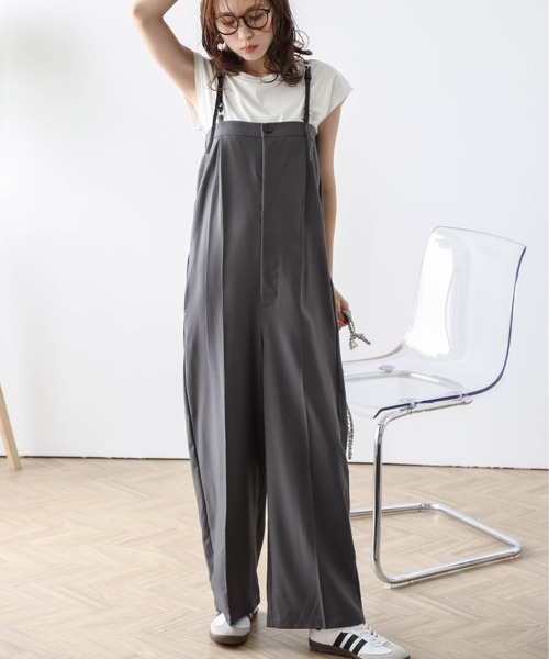 La-gemme（ラジェム）の「ベルトショルダーストラップサロペット（サロペット/オーバーオール・レディース・ベージュ/オリーブ/アイボリー/グレー/ブラック・L/M）」の18枚目の写真