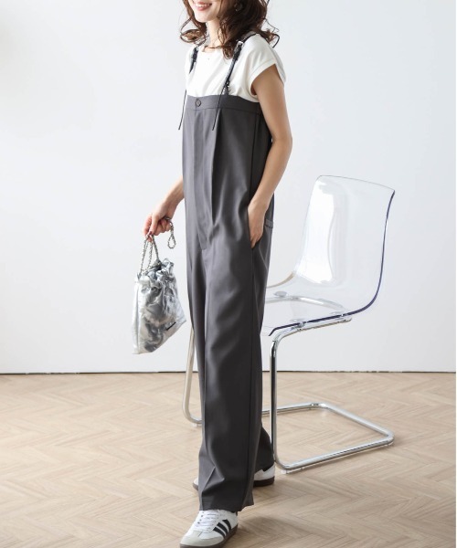 La-gemme（ラジェム）の「ベルトショルダーストラップサロペット（サロペット/オーバーオール・レディース・ベージュ/オリーブ/アイボリー/グレー/ブラック・L/M）」の21枚目の写真