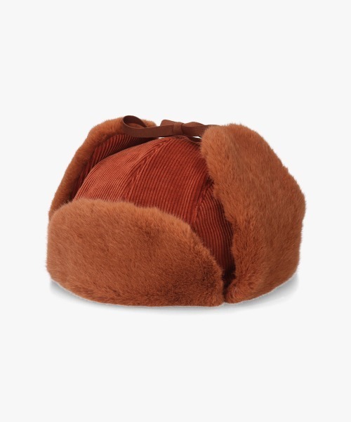 OVERRIDE（オーバーライド）の「OVERRIDE  CORDUROY KP TRAPPER SGP / オーバーライド（ハット・レディース・ブラック/ダークオレンジ/ブラウン・58cm）」の3枚目の写真