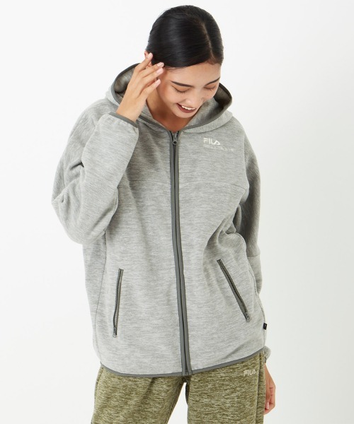 FILA(フィラ)の「杢フリースジャケット フルジップパーカー(パーカー・レディース・グレー/カーキ/ブラック/ライトピンク・MEDIUM/LARGE/X-LARGE)」の3枚目の写真