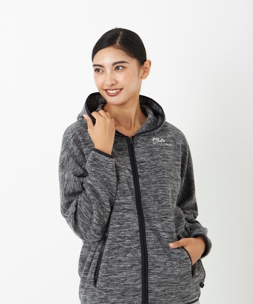 FILA(フィラ)の「杢フリースジャケット フルジップパーカー(パーカー・レディース・グレー/カーキ/ブラック/ライトピンク・MEDIUM/LARGE/X-LARGE)」の2枚目の写真