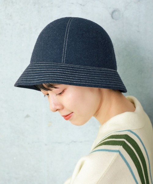 PAR ICI（パーリッシィ）の「フェルト刺繍ハット（ハット・レディース・ネイビー・FREE）」の5枚目の写真