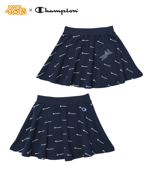 X-girl Stages（エックスガールステージス）の「Champion/SWEAT SKIRT(4T～7T)（スカート・キッズ・アッシュ/ピンク/ネイビー・4T/5T/6T/7T）」の3枚目の写真