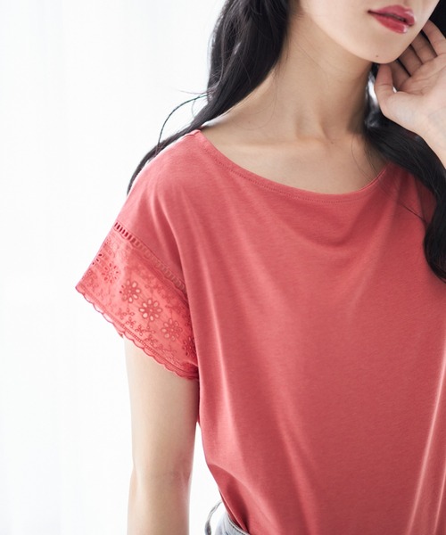 tocco closet(トッコ クローゼット)の「【ZOZO限定】レーススリーブノースリーブカットソー(Tシャツ/カットソー・レディース・レッド/カーキ/ブラック/オフホワイト・M)」の1枚目の写真