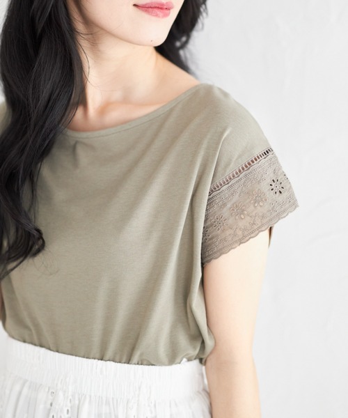 tocco closet(トッコ クローゼット)の「【ZOZO限定】レーススリーブノースリーブカットソー(Tシャツ/カットソー・レディース・レッド/カーキ/ブラック/オフホワイト・M)」の4枚目の写真