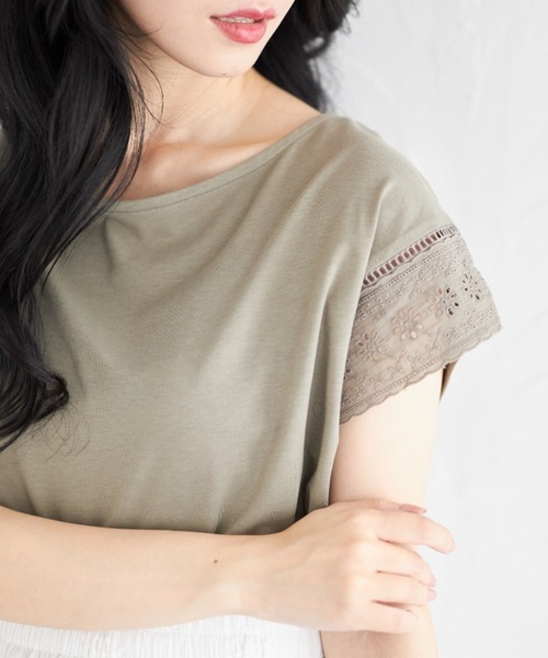 tocco closet(トッコ クローゼット)の「【ZOZO限定】レーススリーブノースリーブカットソー(Tシャツ/カットソー・レディース・レッド/カーキ/ブラック/オフホワイト・M)」の22枚目の写真