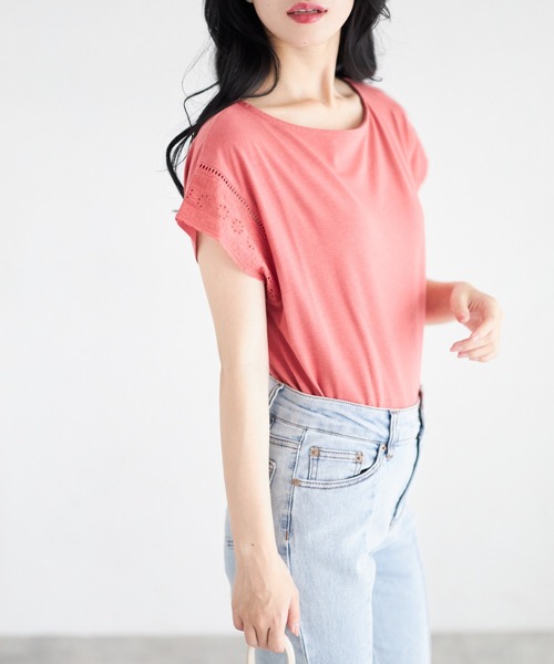 tocco closet(トッコ クローゼット)の「【ZOZO限定】レーススリーブノースリーブカットソー(Tシャツ/カットソー・レディース・レッド/カーキ/ブラック/オフホワイト・M)」の18枚目の写真