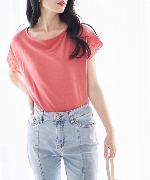 tocco closet(トッコ クローゼット)の「【ZOZO限定】レーススリーブノースリーブカットソー(Tシャツ/カットソー・レディース・レッド/カーキ/ブラック/オフホワイト・M)」の16枚目の写真