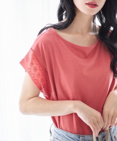 tocco closet(トッコ クローゼット)の「【ZOZO限定】レーススリーブノースリーブカットソー(Tシャツ/カットソー・レディース・レッド/カーキ/ブラック/オフホワイト・M)」の15枚目の写真