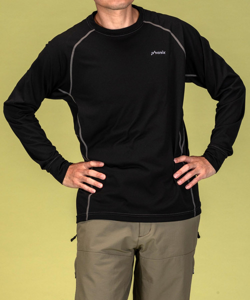 phenix OUTDOOR(フェニックスアウトドア)クルーネック長袖Tシャツ/メンズTシャツ/速乾/ストレッチ/快適/抗菌/防臭/ティーシャツ/インナー（Tシャツ/カットソー）｜phenix outdoor（フェニックスアウトドア）