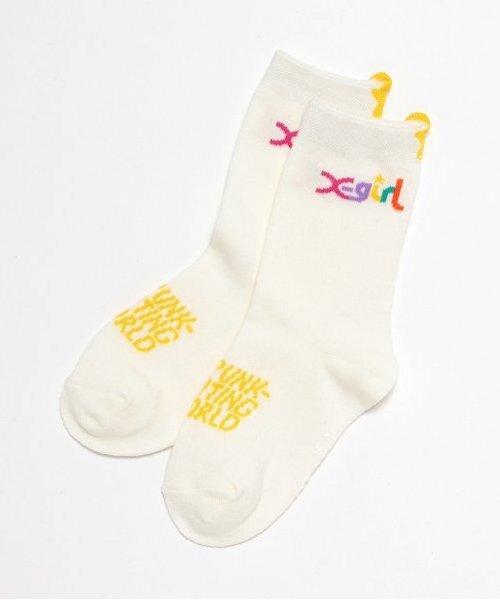 X-girl Stages（エックスガールステージス）の「カラフルロゴソックス（ソックス/靴下・キッズ・ホワイト/ピンク/ブラック・13-15cm/15-17cm/17-19cm/19-21cm）」の2枚目の写真