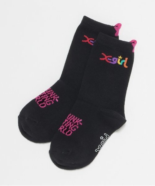 X-girl Stages（エックスガールステージス）の「カラフルロゴソックス（ソックス/靴下・キッズ・ホワイト/ピンク/ブラック・13-15cm/15-17cm/17-19cm/19-21cm）」の3枚目の写真