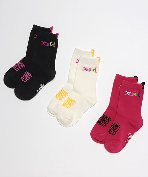 X-girl Stages（エックスガールステージス）の「カラフルロゴソックス（ソックス/靴下・キッズ・ホワイト/ピンク/ブラック・13-15cm/15-17cm/17-19cm/19-21cm）」の10枚目の写真