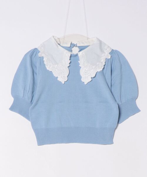 REDYAZEL（レディアゼル）の「レース衿つき半袖ニットトップス（ニット