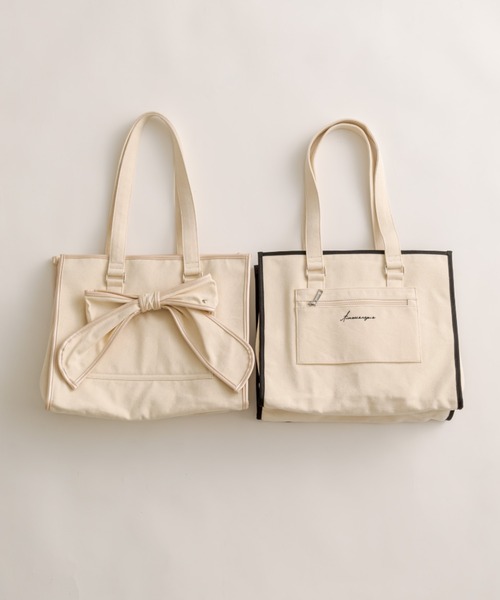 OLIVE des OLIVE(オリーブデオリーブ)の「【推し活対応◎/WEB限定】Aimerianejoie リボンキャリーオントート(トートバッグ・レディース・ピンク/アイボリー/ブラック・FREE)」の6枚目の写真