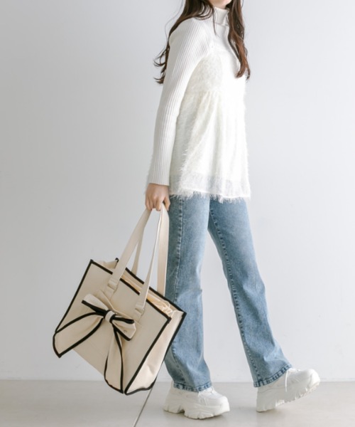 OLIVE des OLIVE(オリーブデオリーブ)の「【推し活対応◎/WEB限定】Aimerianejoie リボンキャリーオントート(トートバッグ・レディース・ピンク/アイボリー/ブラック・FREE)」の11枚目の写真