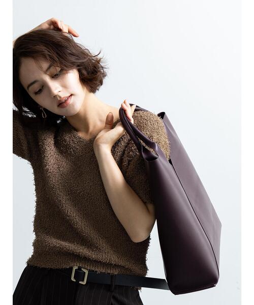 Te chichi（テチチ）の「スクエアトートバッグ（ハンドバッグ・レディース・ブラック/オフホワイト/プラム/グレー・F）」の4枚目の写真