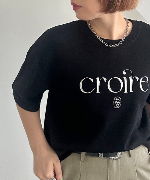 apres jour mignon(アプレジュールミニョン)の「ロゴ刺繍ニット【ZOZOTOWN限定アイテム】(ニット/セーター・レディース・レッド/アイボリー/ブラック・フリー/X-LARGE)」の2枚目の写真