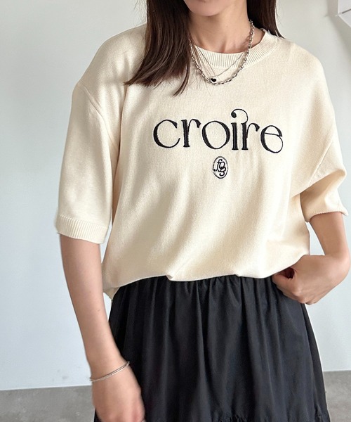 apres jour mignon(アプレジュールミニョン)の「ロゴ刺繍ニット【ZOZOTOWN限定アイテム】(ニット/セーター・レディース・レッド/アイボリー/ブラック・フリー/X-LARGE)」の7枚目の写真