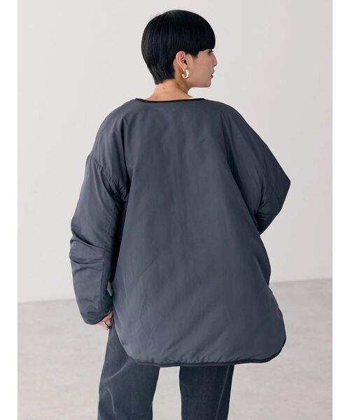 軽ポカリバーシブルキルティングコート（ノーカラージャケット