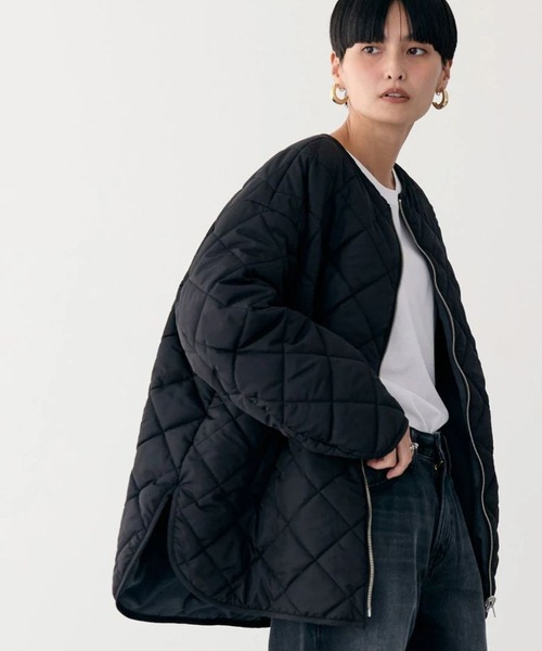 AMERICAN HOLIC（アメリカンホリック）の「軽ポカリバーシブルキルティングコート（ノーカラージャケット・レディース・アイボリー/カーキ/ブラック・L/M）」の12枚目の写真