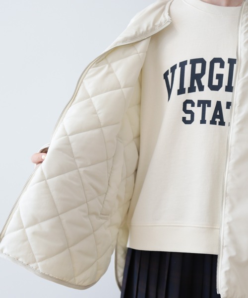 AMERICAN HOLIC（アメリカンホリック）の「軽ポカリバーシブルキルティングコート（ノーカラージャケット・レディース・アイボリー/カーキ/ブラック・L/M）」の9枚目の写真