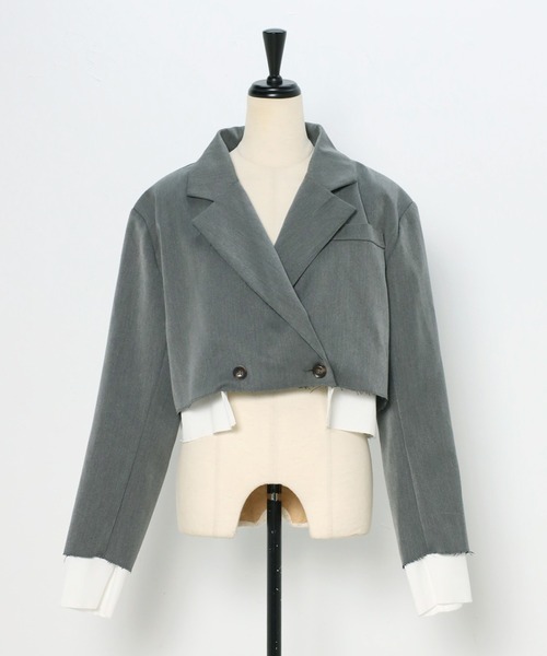 レイヤードデザインショートジャケット ショートジャケット ジャケット レディース layered design short jacket / レイヤードデザインショート