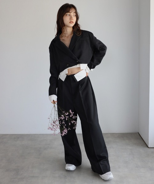 レイヤードデザインショートジャケット ショートジャケット ジャケット レディース layered design short jacket / レイヤードデザインショート