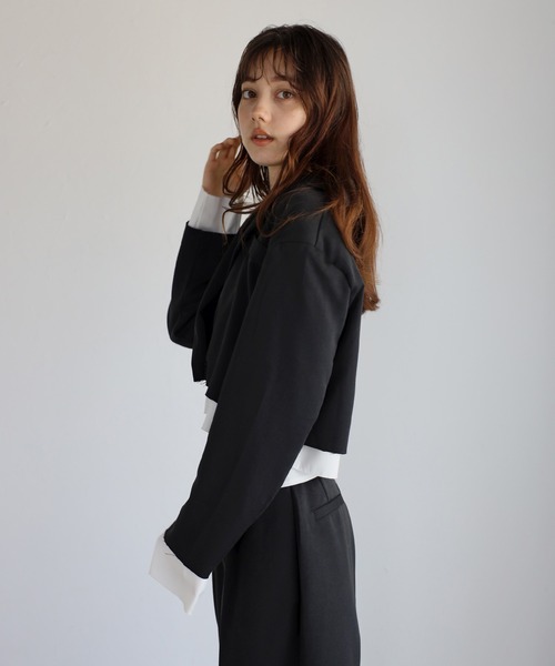 レイヤードデザインショートジャケット ショートジャケット ジャケット レディース layered design short jacket / レイヤードデザインショート