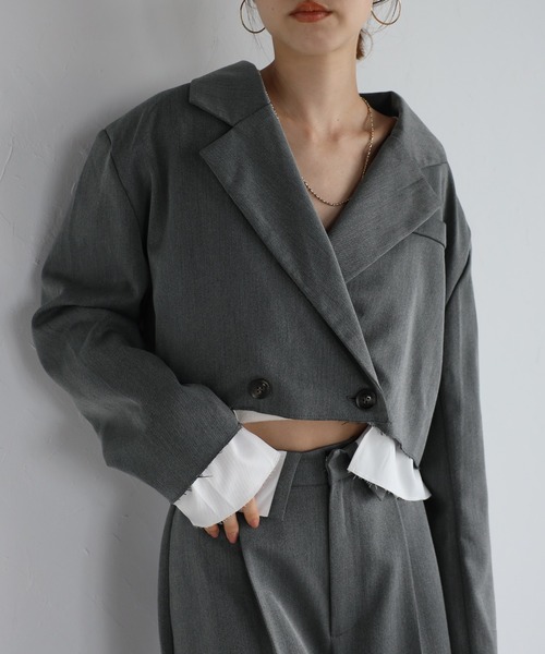 セール】layered design short jacket / レイヤードデザイン