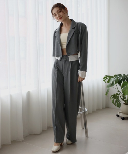 セール】layered design short jacket / レイヤードデザイン