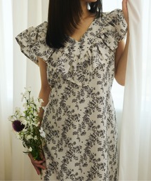 Multiway flower ruffle onepiece /マルチウェイ花柄フリルワンピース