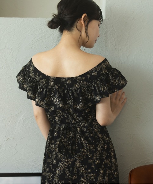 fupel(フぺル)の「Multiway flower ruffle onepiece /マルチウェイ花柄フリルワンピース(ワンピース・レディース・ベージュ/アイボリー/ブラック・FREE)」の19枚目の写真