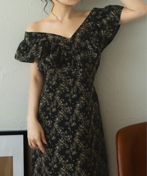 fupel(フぺル)の「Multiway flower ruffle onepiece /マルチウェイ花柄フリルワンピース(ワンピース・レディース・ベージュ/アイボリー/ブラック・FREE)」の22枚目の写真