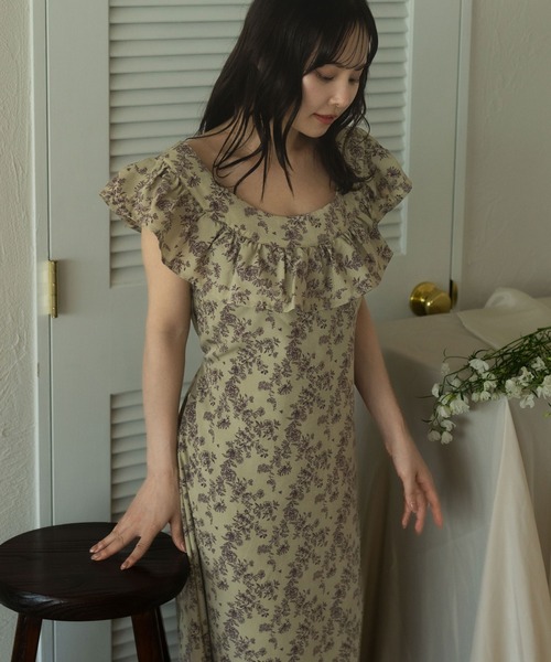 fupel(フぺル)の「Multiway flower ruffle onepiece /マルチウェイ花柄フリルワンピース(ワンピース・レディース・ベージュ/アイボリー/ブラック・FREE)」の12枚目の写真