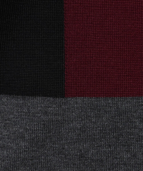 COMME CA ISM(コムサイズム)の「ハイゲージ カラーブロックデザインニット (長袖)(ニット/セーター・メンズ・ボルドー/チャコール/ブルー・MEDIUM/LARGE)」の5枚目の写真