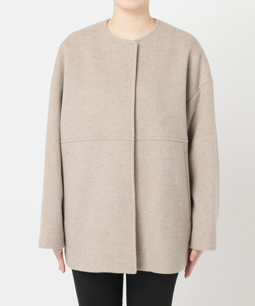 ジャーナルスタンダード 38 スーパー140ビーバーノーカラーショートコート スーパー140ビーバーノーカラーショートコート（ノーカラー