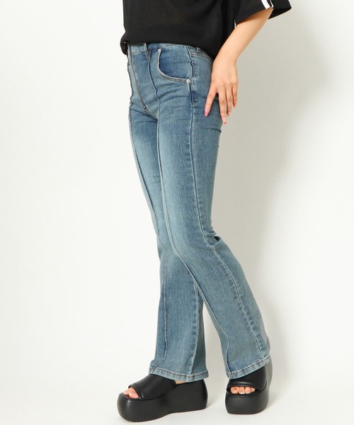 GORGE（ゴージ）の「《前ZIP×センターシーム》レディース ストレッチ デニムパンツ フレア 美脚 春夏秋冬（デニムパンツ・レディース・ブルー系その他/ブルー・L/M/S）」の4枚目の写真