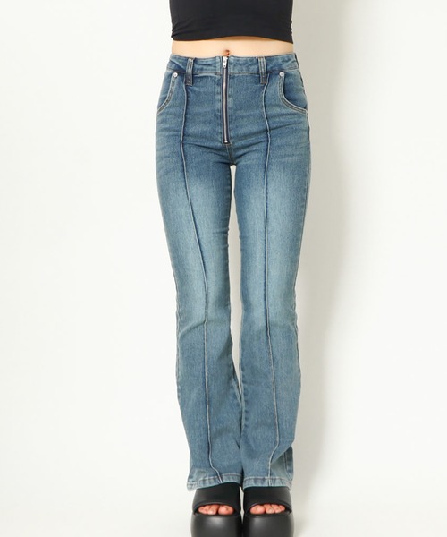 GORGE（ゴージ）の「《前ZIP×センターシーム》レディース ストレッチ デニムパンツ フレア 美脚 春夏秋冬（デニムパンツ・レディース・ブルー系その他/ブルー・L/M/S）」の6枚目の写真