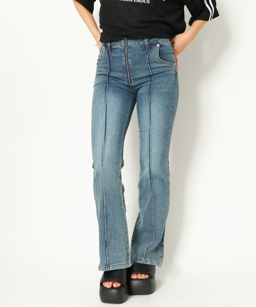 GORGE（ゴージ）の「《前ZIP×センターシーム》レディース ストレッチ デニムパンツ フレア 美脚 春夏秋冬（デニムパンツ・レディース・ブルー系その他/ブルー・L/M/S）」の11枚目の写真