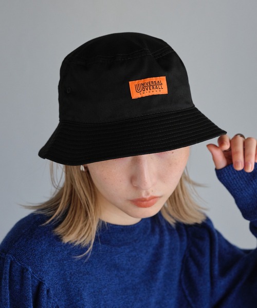 UNIVERSAL OVERALL（ユニバーサルオーバーオール）の「【ユニセックス】UNIVERSAL OVERALL  T/Cツイルバケットハット（ハット・メンズ・アイボリー/ブラック・ONE SIZE）」の2枚目の写真
