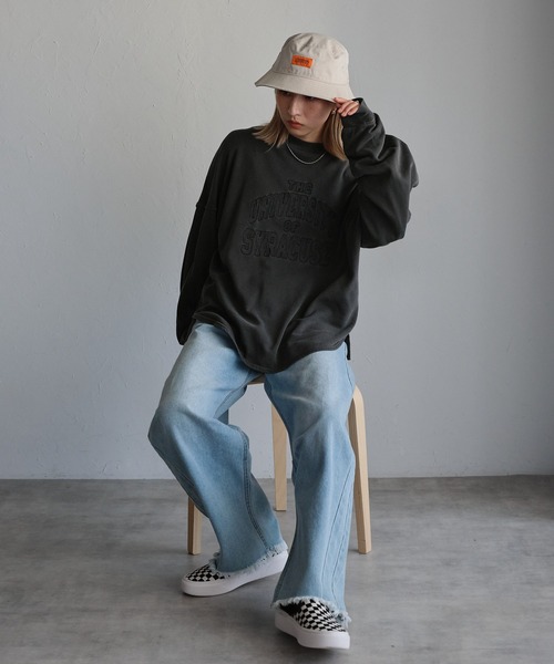 UNIVERSAL OVERALL（ユニバーサルオーバーオール）の「【ユニセックス】UNIVERSAL OVERALL  T/Cツイルバケットハット（ハット・メンズ・アイボリー/ブラック・ONE SIZE）」の8枚目の写真