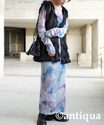 タイダイ柄シアーワンピース
